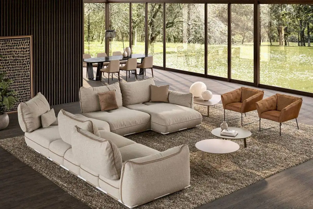 Phòng khách sofa nhập khẩu — view không gian rừng tự nhiên