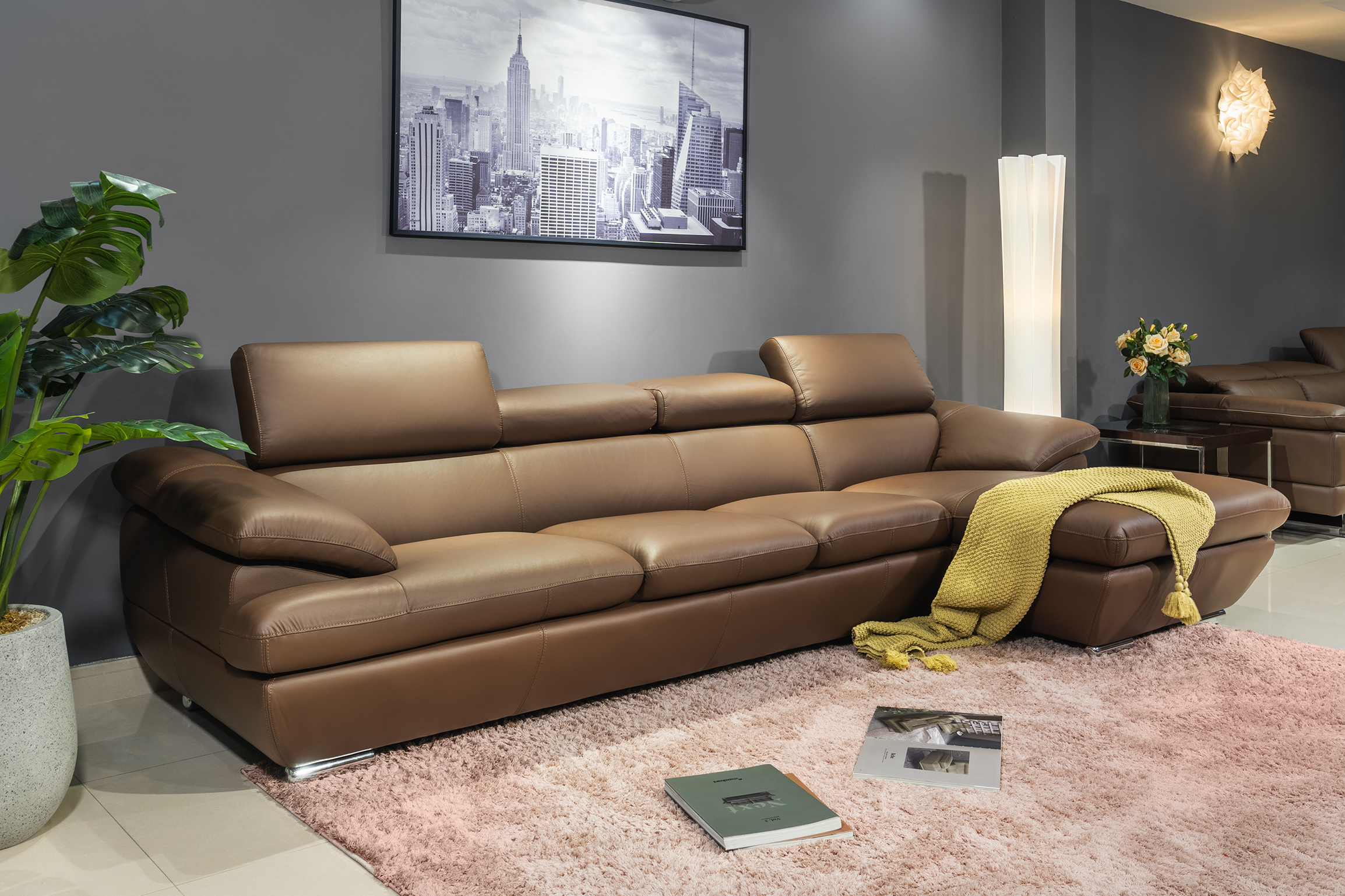 Sofa da Malaysia: Bộ góc 8819 (8740) góc 2