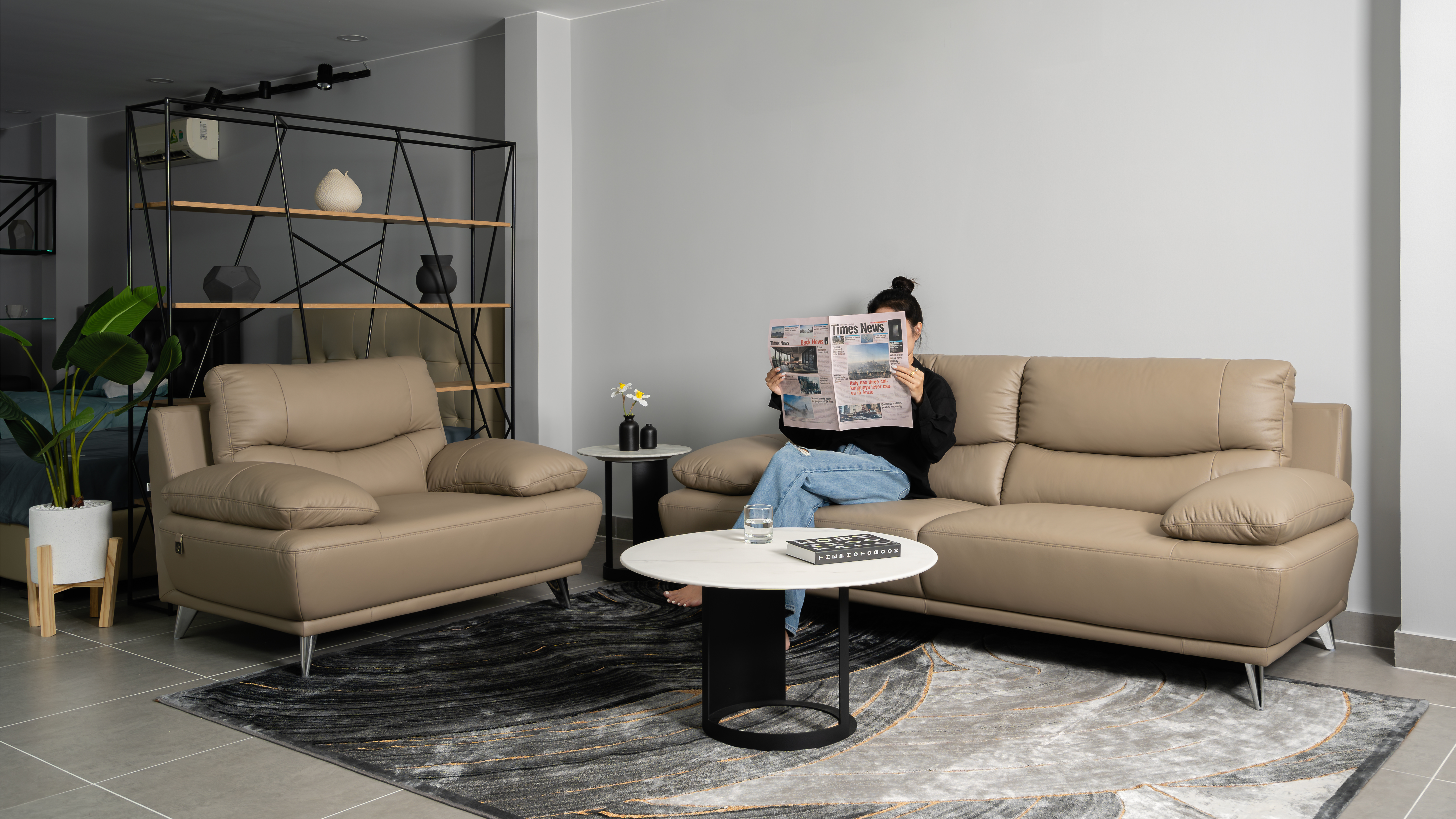 Sofa da Malaysia : bộ rời KH222 góc 2