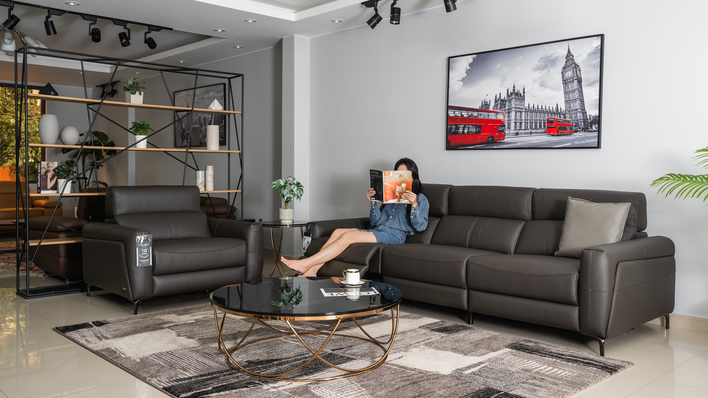 Sofa da Malaysia: Sofa thư giãn điện 1140 góc 1