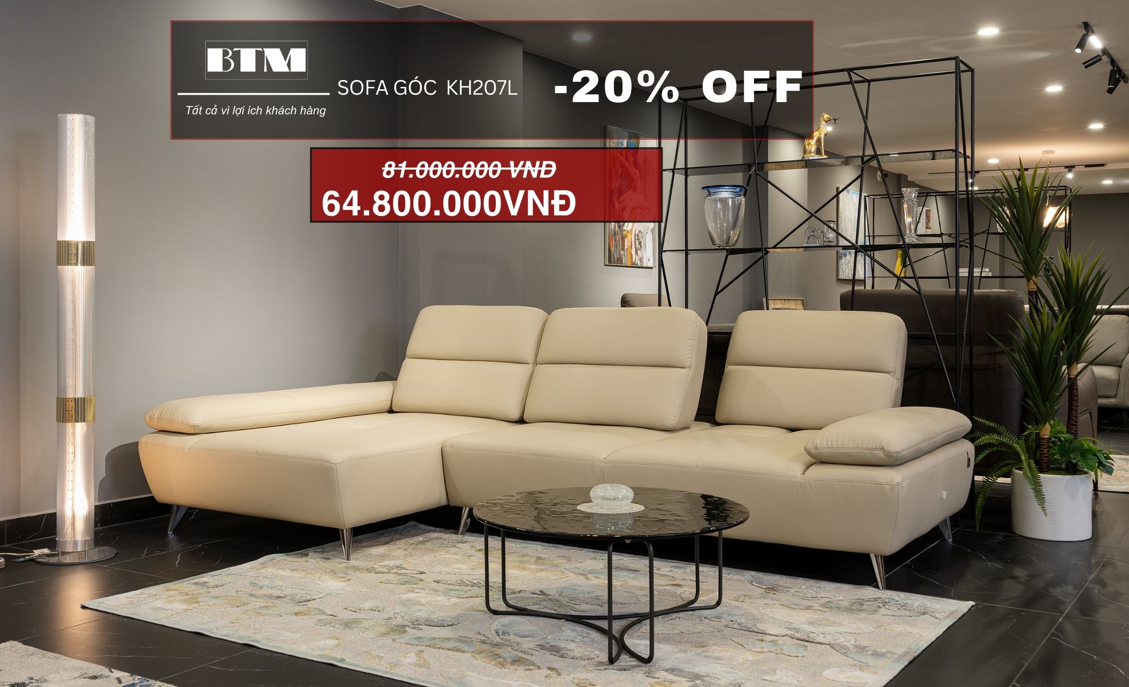 Sofa da Malaysia: bộ góc KH207