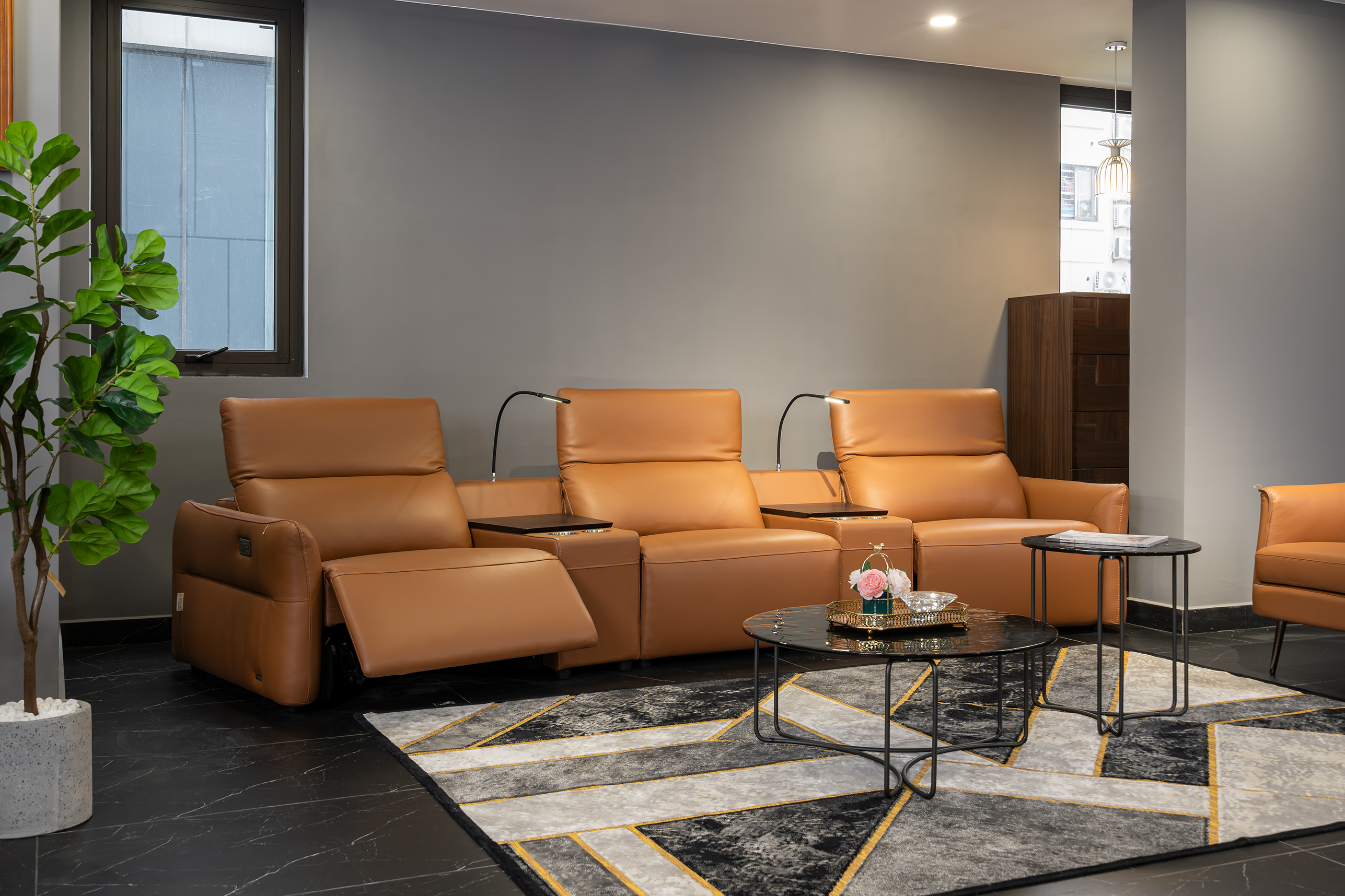 Sofa da Malaysia: Sofa thư giãn điện T1215 góc 1