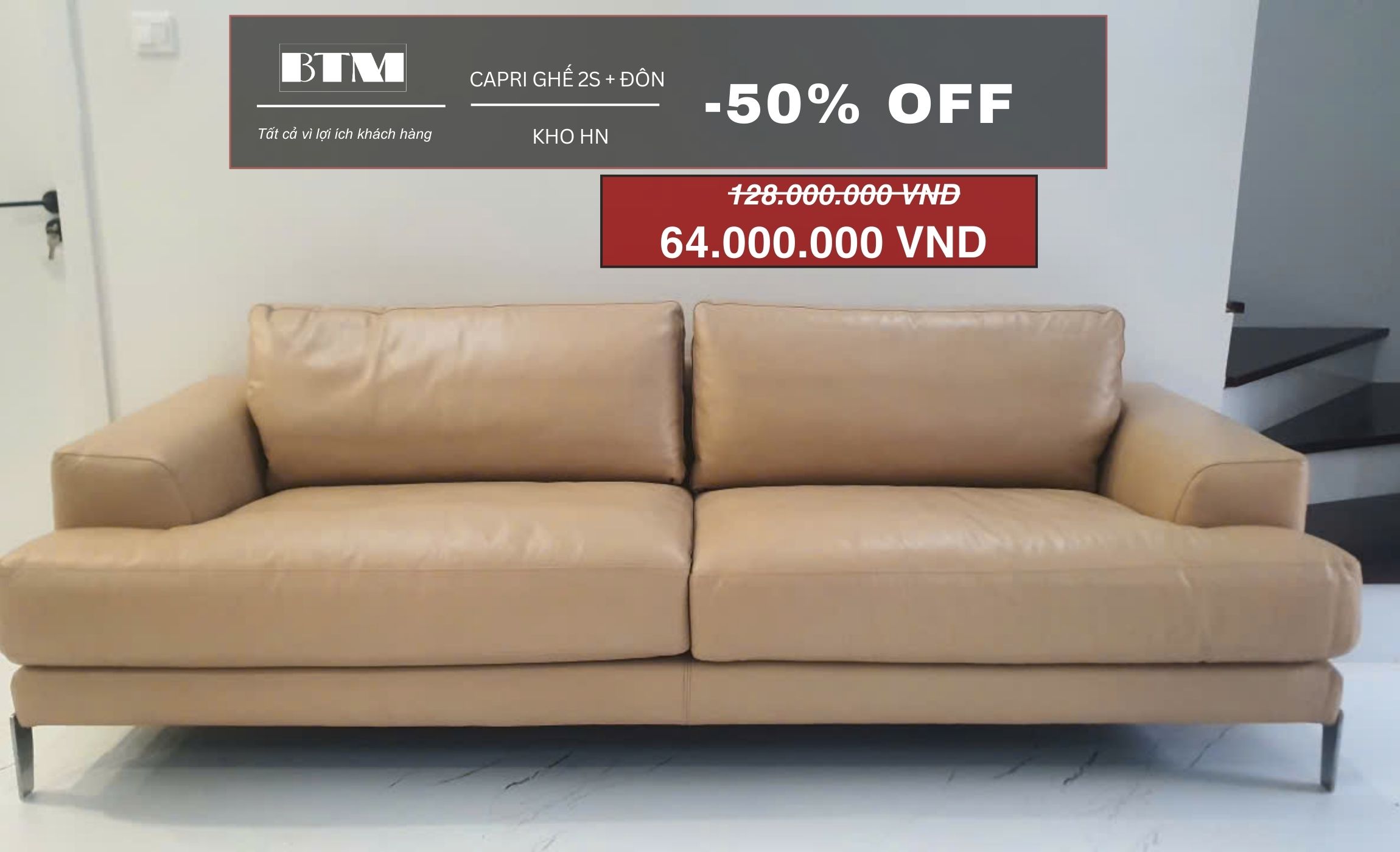 Sofa da Italia: Capri Set(2S+Đôn) góc 1