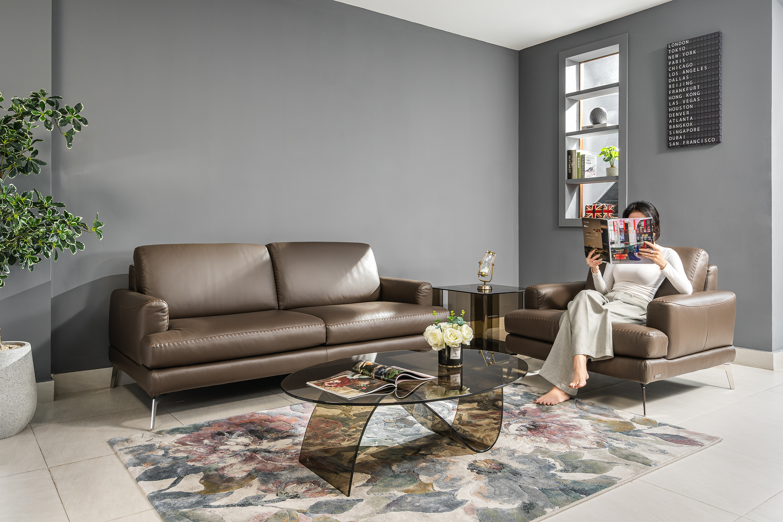 Sofa da Italia: Bộ rời Narciso góc 2