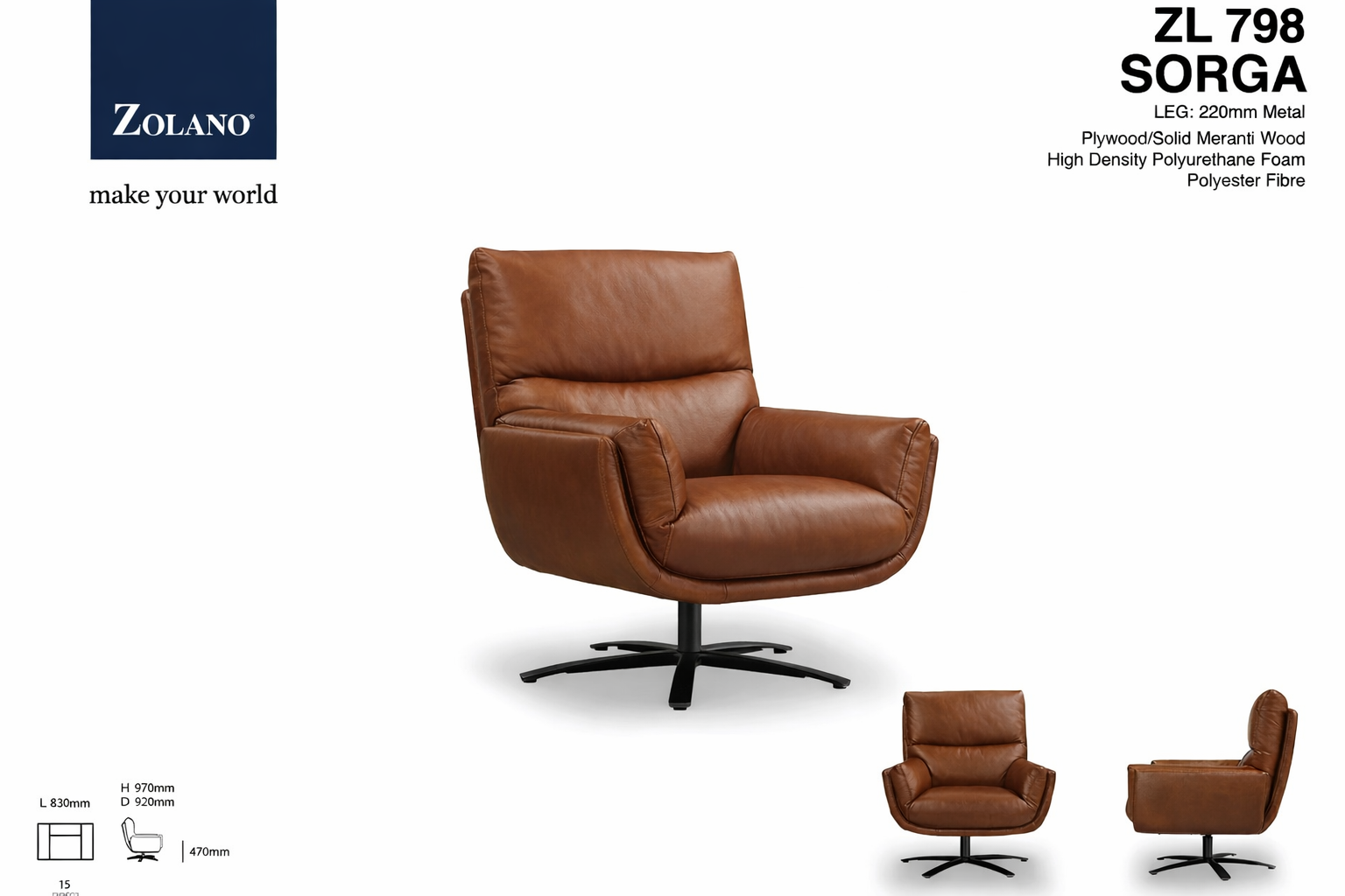 Ghế armchair Malaysia ZL798 góc 3