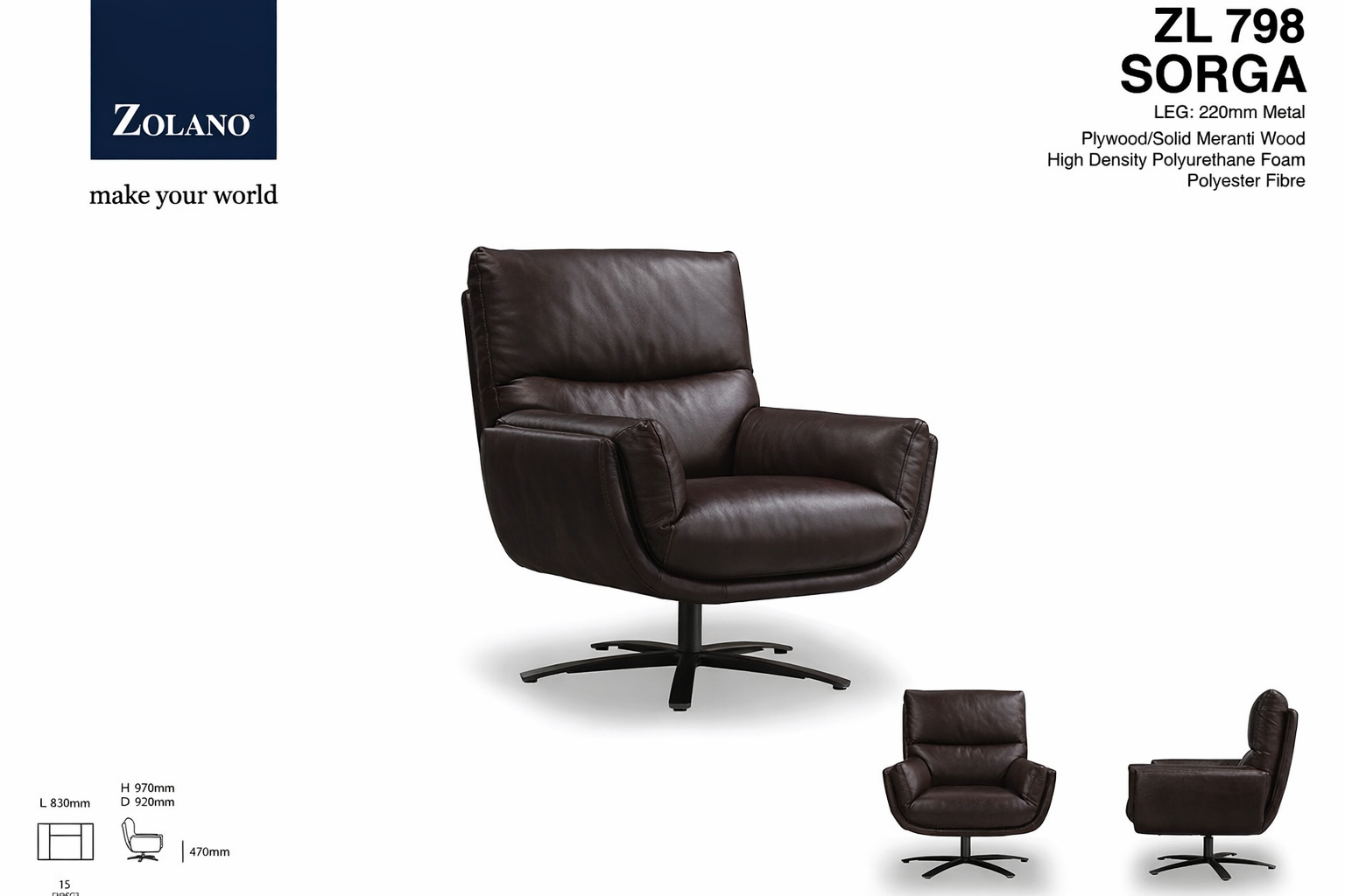 Ghế armchair Malaysia ZL798 góc 1