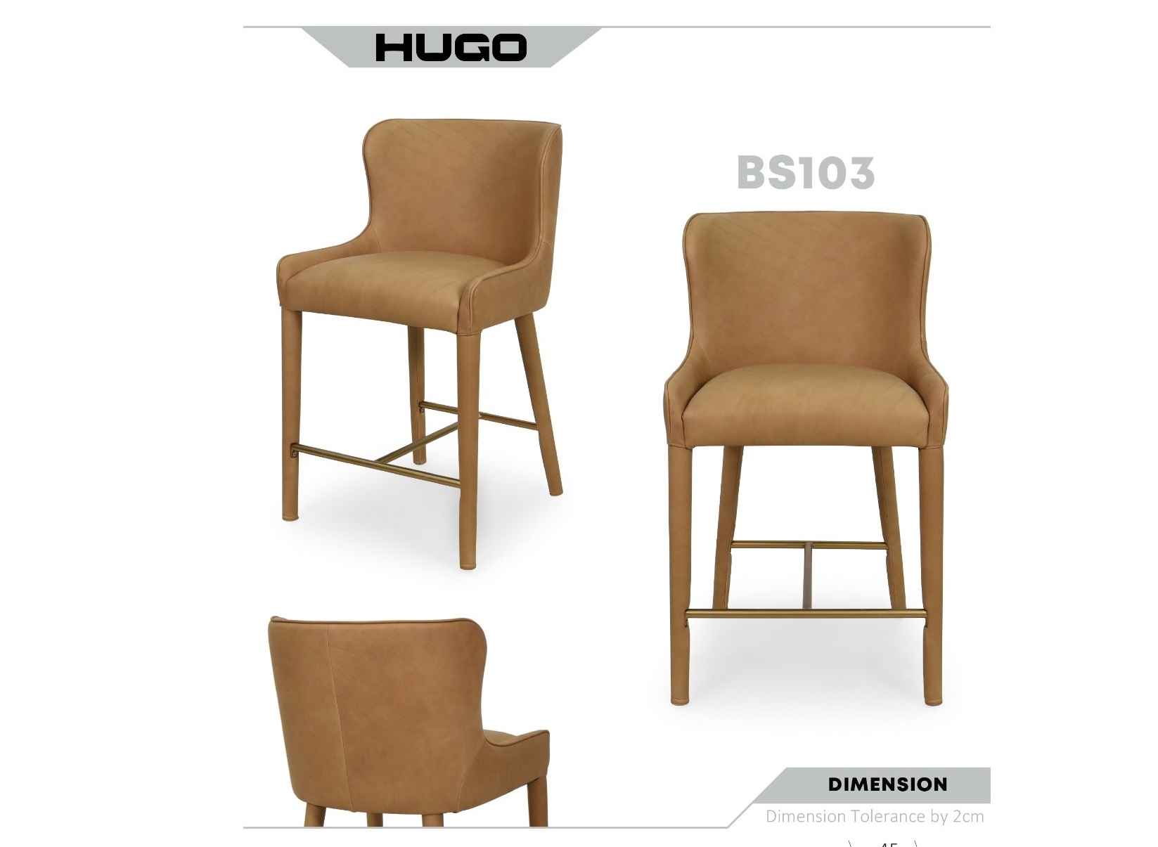 Ghế quầy bar da bò HUGO BS103 Malaysia góc 1