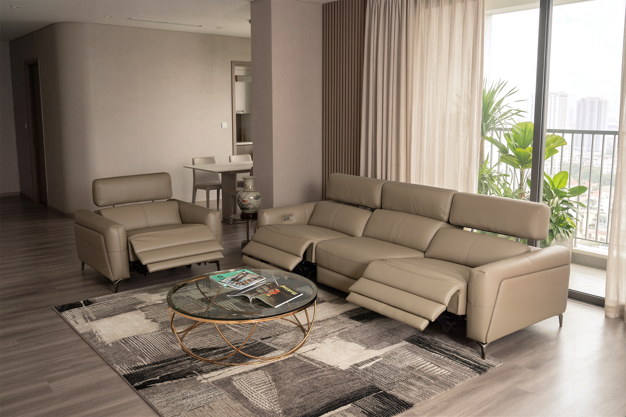 Sofa da Malaysia: Sofa thư giãn điện 1140 góc 2