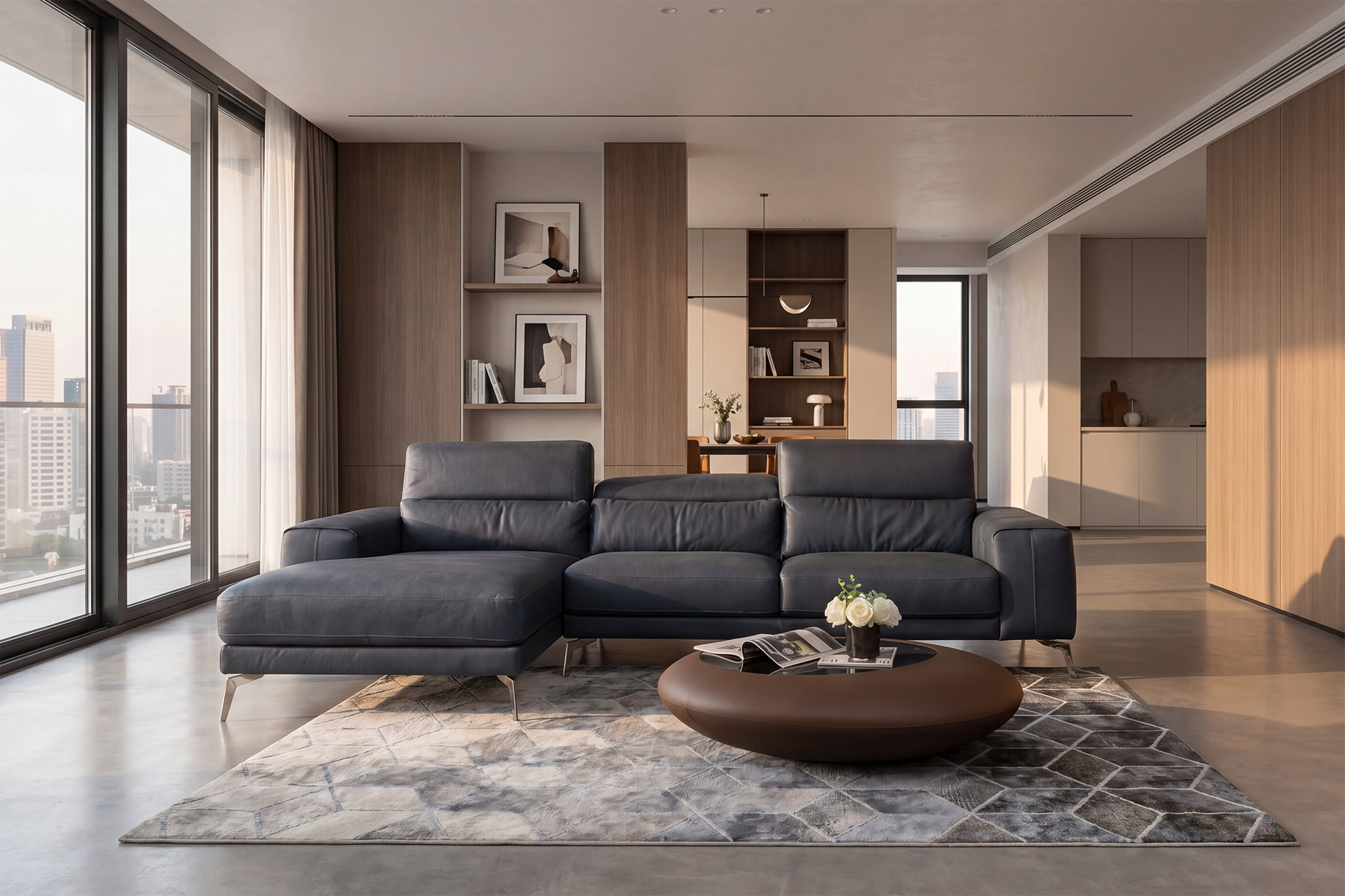 Sofa da mài Italia: Bộ góc Canova góc 3