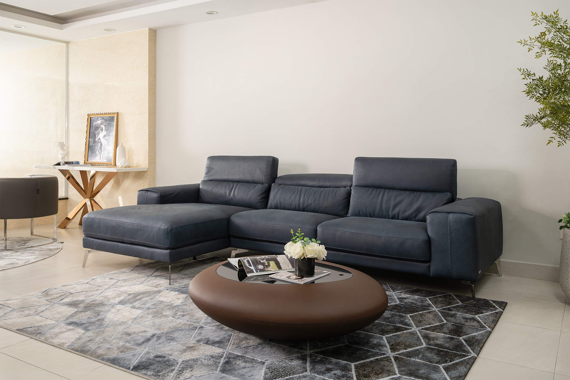 Sofa da mài Italia: Bộ góc Canova góc 1