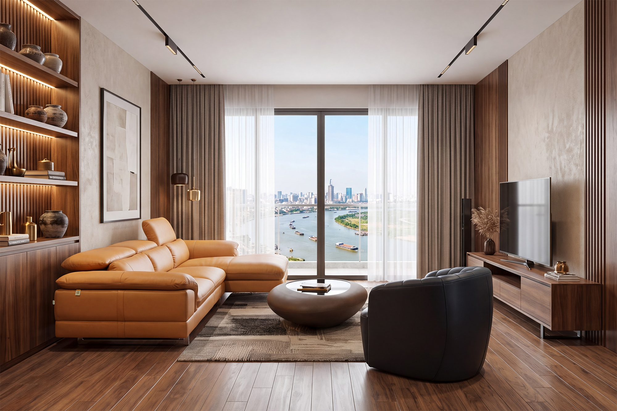 Concept Sofa góc KH270 kết hợp Ghế xoay ZL628 (Malaysia), Thảm Italia và Bàn trà KOS (Italia) góc 5