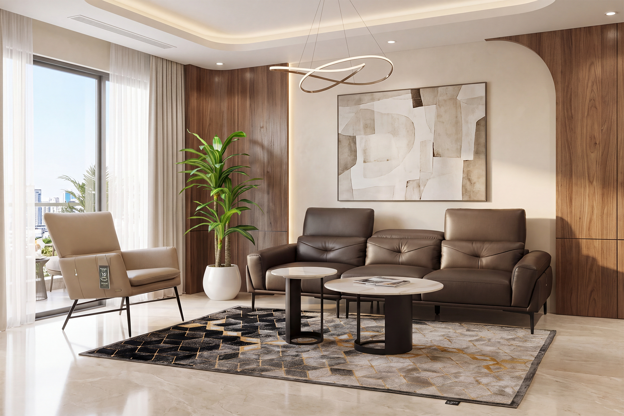 Concept Băng dài KK701 kết hợp Armchair T1031 (Malaysia), Thảm Italia và Bàn trà Alban (Úc) góc 3